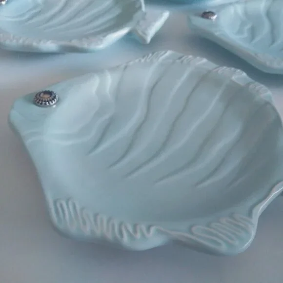 Mud Pie Fish Plates 5.5 inch Set of 4 Charcuterie Tapas Lot - Picture 6 of 10
